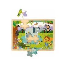 S01002909 Wooden Puzzle Vehıcles Anmals 5 Pcs 2 Ast