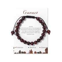 Doğaltaş Garnet Taşı Ipli Ayarlanabilir Charm Bileklik Şık   Başarı Bilekliği Çok Renkli
