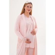 Mecit Pijama Mecit 6330 Bayan Pudra Sabahlıklı Hamile Lohusa Pijama Takımı