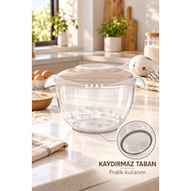 Mixit 3000 Ml Kapaklı Mikser Kabı & Sıçratmayı Önleyen Çırpma Ve Karıştırma Kabı Bej - 927520424 Bej