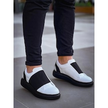 Kb-040 Kuback Beyaz Cilt Siyah Yüksek Taban Lastikli Günlük Erkek Ayakkabı Beyaz2