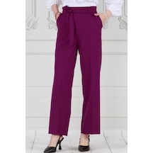 Sevitli Beli Bağlamalı Bol Paça Pantolon-mürdüm-3669-mürdüm Mürdüm