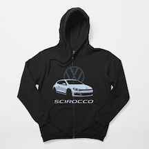 Volkswagen Scirocco Siyah Fermuarlı Kapşonlu Sweatshirt