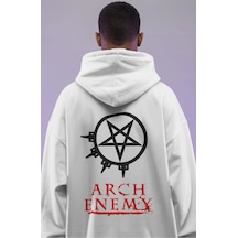 Sevbano Arch Enemy Rock Metal Müzik Grubu Sırt Baskılı Unisex Oversize Pr beyaz