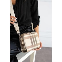 Just Polo Kadın Omuz Çantası Ekose Kumaş Yeni Sezon 239012mh Krem