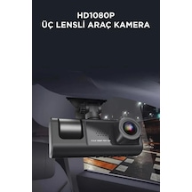 1080p Araç İçi 3 Kameralı Lcd Ekranlı Gece Görüşlü , G-sensör , Geri Görüş Kamera