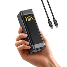 Aohi The Black Warrior 10.000 Mah 65w Pd3.0 Powerbank, Akıllı Dijital Göstergeli Taşınabilir Hızlı Şarj Cihazı, Siyah