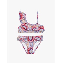 Koton Bikini 2 Parça Asimetrik Kesim Fırfırlı Etnik Desenli Desenli 9yks86269bm