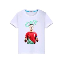 Magors Stil-x Crıstıano Ronaldo Baskılı Bisiklet Yaka Erkek Çocuk Ve Genç Tshırt Beyaz-2