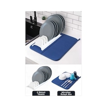 Mikrofiber Bulaşık Kurutma Matı Ve 8 Bölmeli Tabaklık Bulaşıklık Set Plastik Beyaz Diğer
