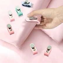 4 Adet İğnesiz Yorgan Çarşaf Ve Perde Tutucu Sabitleyici Kaydırmaz Örtü Düzenleyici Klips Çok Renkli