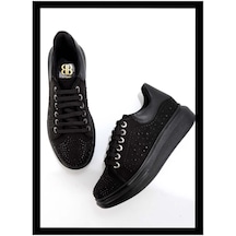 Siyah Siyah Süet Leather Kadın Sneaker K01724022102 001