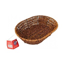 Hasır Oval Sepet Rattan Ekmek Sepeti - Meyve Sepeti 27x20x7cm Kahverengi