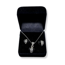 Oya Silver Oniks Kalp Üzeri Markazit Işıltılı Gümüş Set&takım