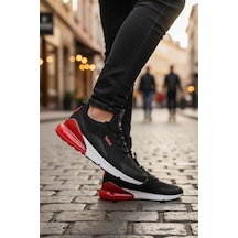 Enoch Erkek Spor Ayakkabı Topuk Destekli Sneaker Fileli Rahat Yürüyüş Ve Koşu Modeli Siyah - Kırmızı