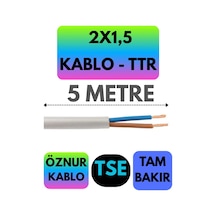 Öznur 2x1,5 Ttr Kablo Beyaz Metre Seçenekli - 5 Metre