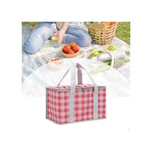 Kırmızı Taşıma Çantası Soğutucu Saplı Standlar Dik Yalıtımlı Yeniden Kullanılabilir Market Alışverişi Kırmızı