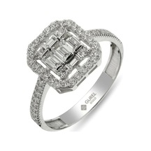 Çgk Çiğdem Gürel Kuyumculuk Baget Taşlı Altın Yüzük Beyaz