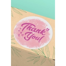 Koyu Pembe Suluboya Thank You Sticker 3x3cm St2208 Çok Renkli