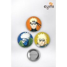 Naruto & Hokage Efsaneleri Kakashi Minato Çanta Süsü Rozet İğneli Buton Rozet Seti 58 Mm 3'lü Çok Renkli