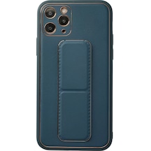 Newface Apple Uyumlu iPhone 11 Pro Kılıf Coco Deri Standlı Kapak - Mavi Resimdeki