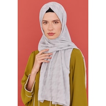 Mirsoy Scarf Kazayağı Desen İpeksi Jakar Şal - Gümüş Gümüş