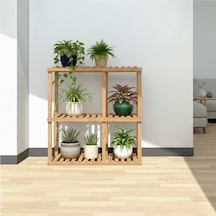100x100 Cm Masif Ahşap Çiçeklik Standı - Kahve & Bej Renk Seçenekli Çok Katlı Saksılık Kahverengi