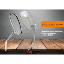 Motosiklet Ayna Takımı Nikel Oval 10 Mm.