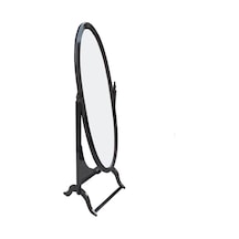 Boy Ayna Oval Model Ahşap Parlak Siyah Boya Natüre Klasik Ahşap M Siyah