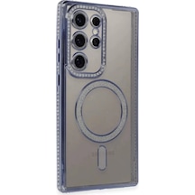 Newface Samsung Galaxy S24 Ultra Kılıf Joke Simli Magneticsafe Kılıf - Mavi
