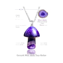 Erilsa Sertifikalı Mantar Model Mor Akik Taşı Kolye - Gümüş Aparatlı Çok Renkli