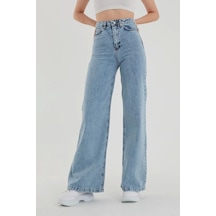 Lavajeans Kadın Likralı Yüksek Bel Bol Paça Kot Pantolon- Wide Leg 22karmavi Açık Mavi