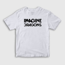 Presmono Unisex Çocuk Logo V2 Imagine Dragons T-shirt Beyaz