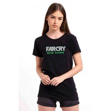 Far Cry New Dawn Logo Baskılı Siyah Kadın Tshirt