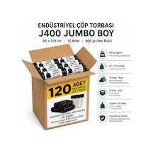 Endüstriyel Jumbo Boy Çöp Torbası Seti 80x110 Cm Siyah - Koli Içi 120 Adet 12 Rulo X 10 Adet Avantajlı Paket