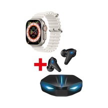 GS8 Watch 8 Ultra Akıllı Saat Beyaz Watch + K55 Oyuncu Bluetooth Kulaklık Hediye (İthalatçı Garantili)