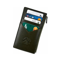 Alphaclub Bag Erkek Hakiki Deri Fermuarlı Kartlık Cüzdan Bozuk Para Bölmeli İnce Tasarım Haki