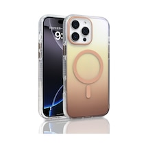 Ardemix Apple Uyumlu iPhone 16 Pro Max Kılıf M-safe Şarj Özellikli Transparan Renk Geçişli Ardx Toros Kapak - Gold Altın