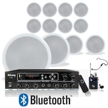 12 Li Tavan Hoparlör Seti-yaka Mikrofonlu Bluetooth Anfi Ses Sistemi