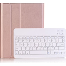 İpad Air4/air5 10.9' Gül Altın Standart Dışı Klavye Kalem Tutucu Bluetooth Dokunmatik Deri Kılıf