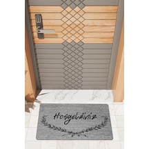 Rugmood Modern Dijtal Baskı Kapı Gri Hoşgeldiniz Kapı Önü Paspası