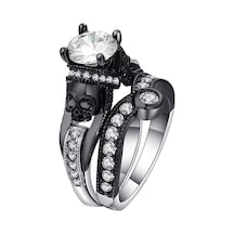 Sones Kafatası Yüzük Punk Tarzı Moda Takı, Yüzük Boyutu: 9 Beyaz