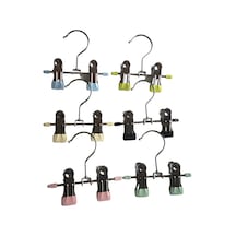 Pembe-paslanmaz Çelik Pantolon Raf Klipsi Metal Kaymaz Clothespin Gardırop Pantolon Kelepçe Elbise Askısı