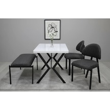 Ades Bench 2 Sandalye Mutfak Setı Beyaz