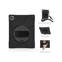 Apple Uyumlu iPad Pro 12.9 2022 Kılıf Defender Askılı Zırhlı Kapak