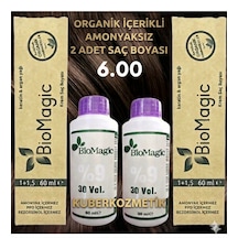 Biomagic 6.00 Koyu Kumral Organik İçerikli Amonyaksız Kalıcı Saç Boyası 2 Boya+ 2 Oksidan