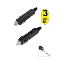 3 Adet Led Işıklı 12 Volt Sigortlalı Seyyar Motorsiklet Otomobil Araç Çakmaklık Fişi Soketi