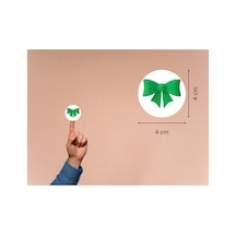Yeşil Fiyonk Baskılı Etiket Yuvarlak Mat Çıkartma Round Sticker 4 Cm 45 Adet Çok Renkli