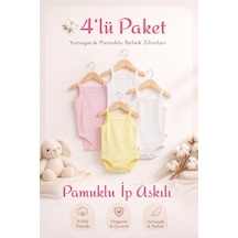 Lupi 4 Parça Kız Bebek Pamuklu İp Askılı Çıtçıtlı Atlet ekru
