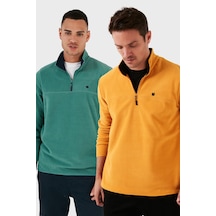 Buratti Slim Fit Anti-Pilling Tüylenme Yapmayan Bato Yaka Şardonlu 2'Li Paket Erkek Polar 5906001S2 Benetton-Hardal